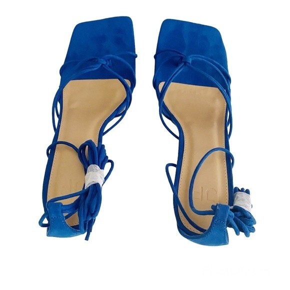 NWB Just Fab Scarlett Gladiator Heeled Sandal Turkish Sea Blue Size 8.5 - Picture 7 of 11